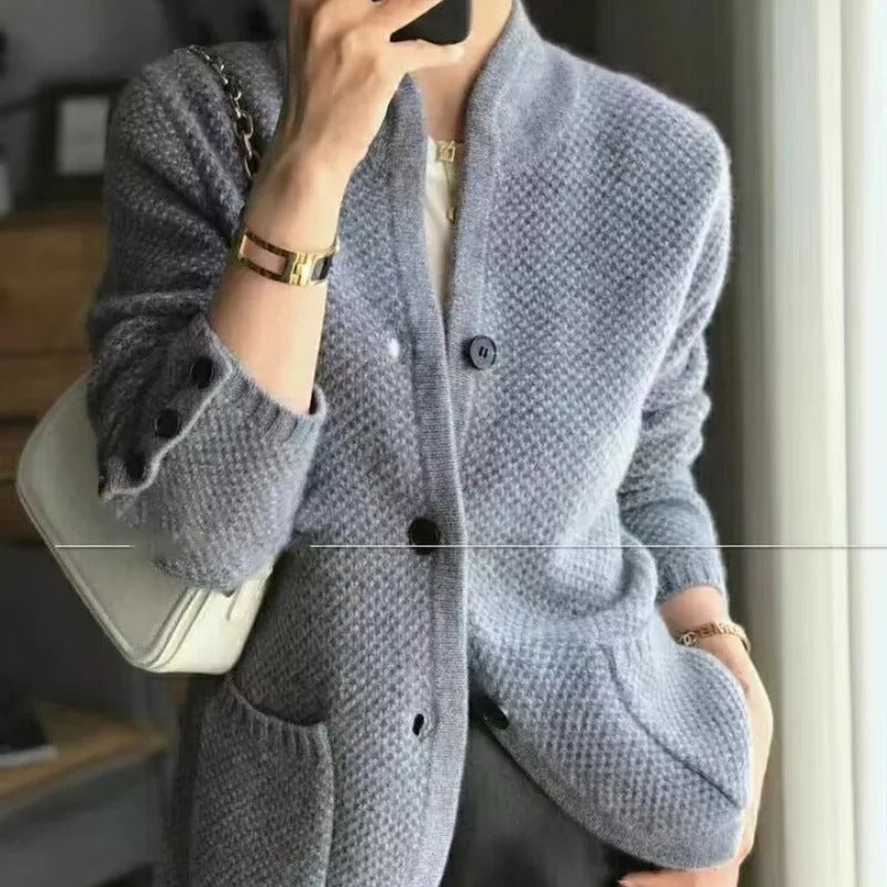 Women's cashmere wool thick sweater jacket