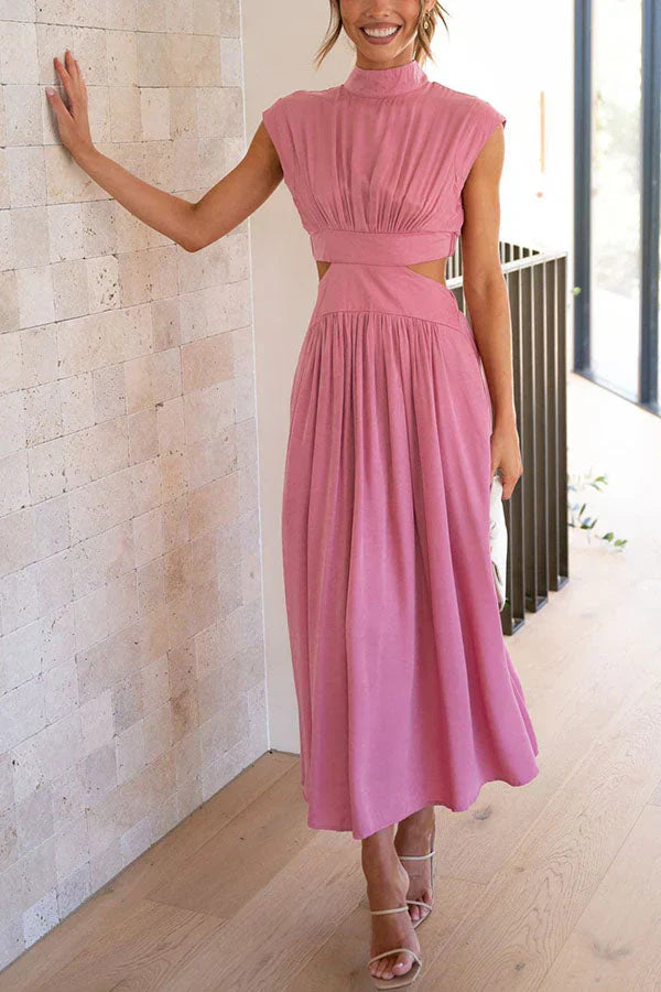 Pleated maxi dress for women