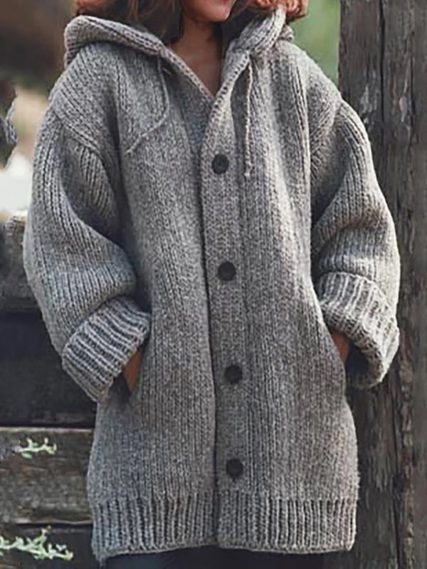 Women's - Long Hooded Cardigan - Cozy Warmth - Perfect for Layering