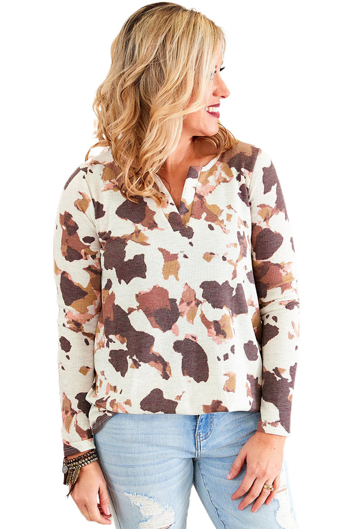 Chic Cow Pattern Loose Padded Blouse Women