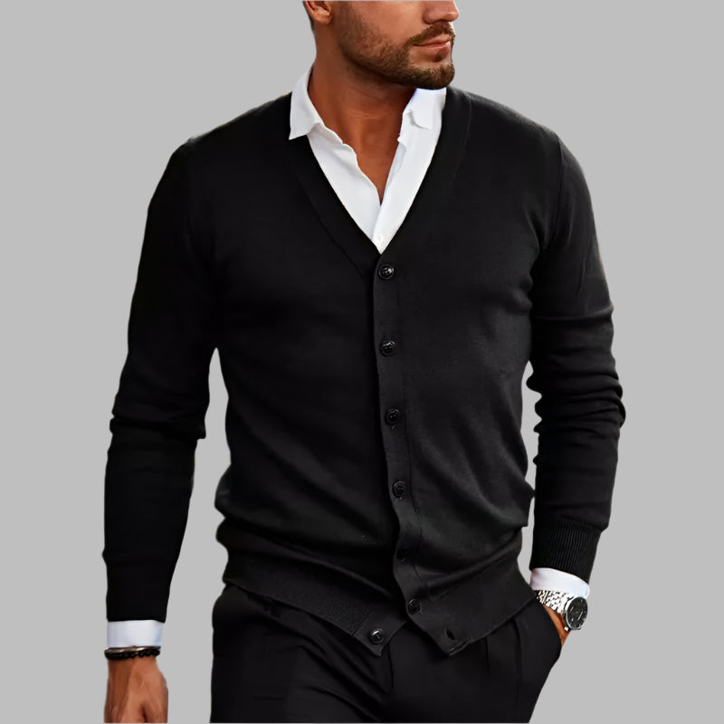 Men's - Elegant Autumn Knitted Cardigan - Cosy Style for Chic Comfort
