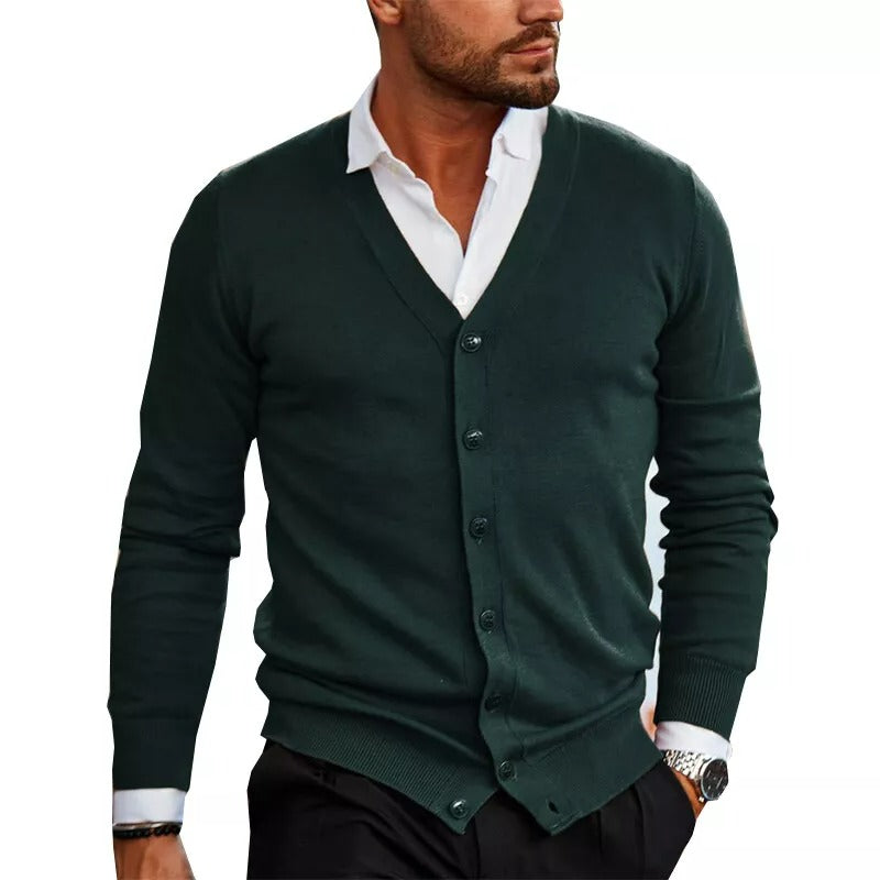 Men's - Elegant Autumn Knitted Cardigan - Cosy Style for Chic Comfort