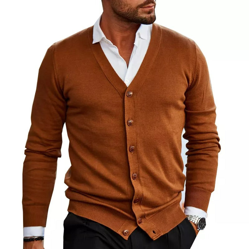 Men's - Elegant Autumn Knitted Cardigan - Cosy Style for Chic Comfort
