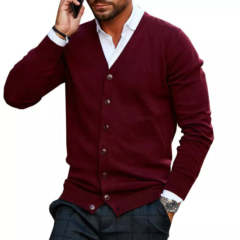 Men's - Elegant Autumn Knitted Cardigan - Cosy Style for Chic Comfort