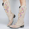 Leisure Riding Boots in Casual Ibiza-Style Cowboy with Floral Sewing