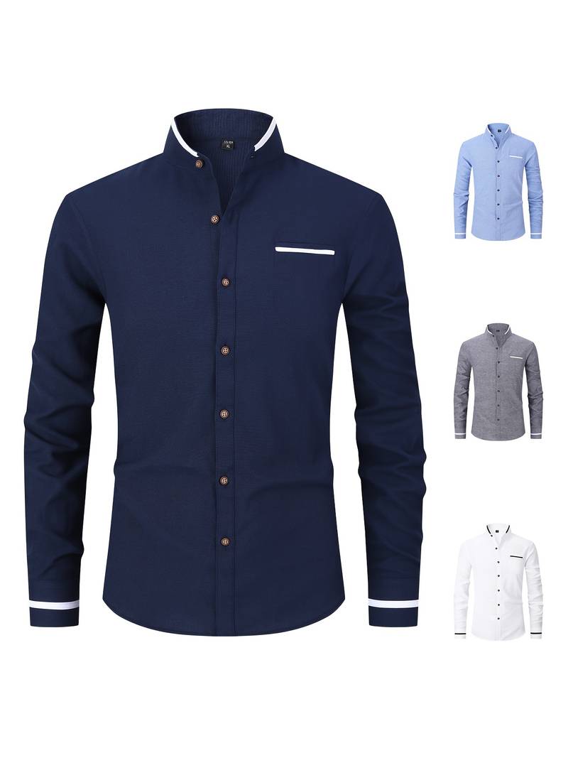 Long-armed collar shirt for men