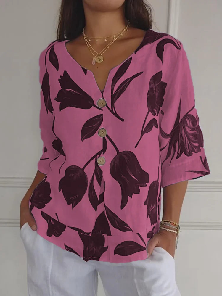 Fashionable blouse with V-neck