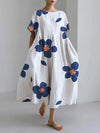 Casual, loose floral dress with a round neckline for women in spring and summer