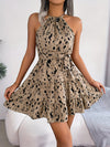 Dress with bow and leopard print