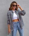 Modern women's denim jacket with raw edges