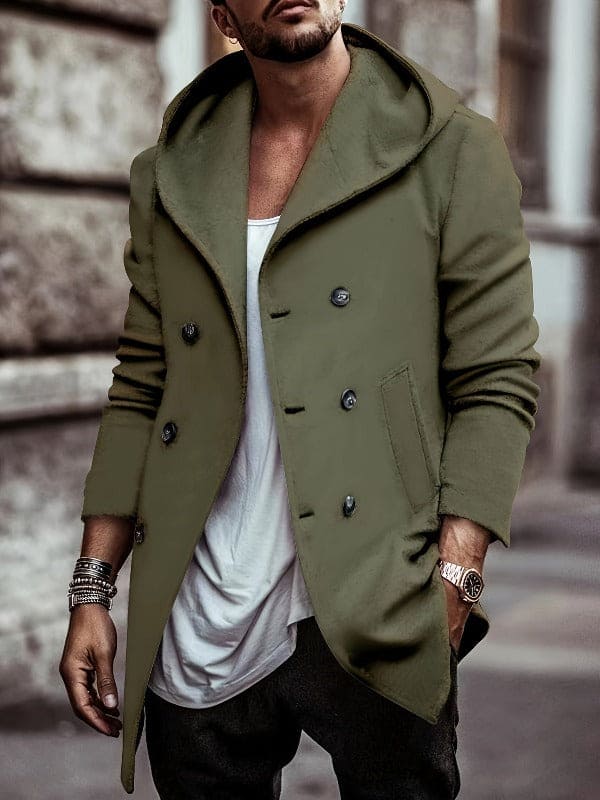 Hooded coat with long sleeves