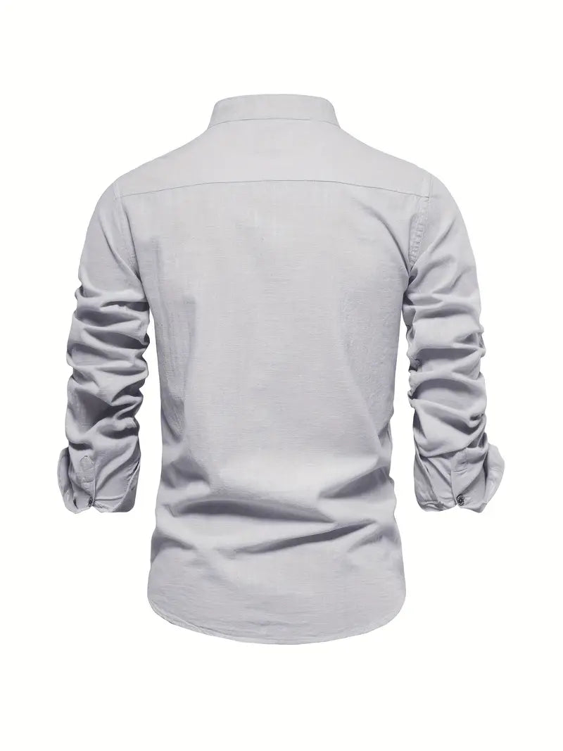 Men's - Stylish Button-Up Shirt - Comfortable Cotton Blend - Casual Wear