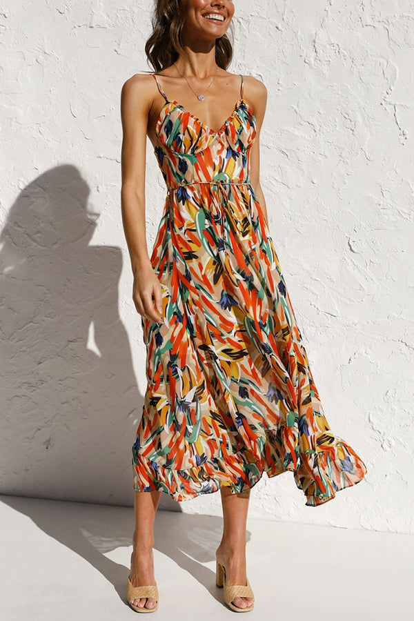 High quality colourful midi dress