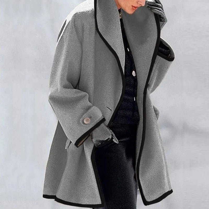 Colour block wool coat