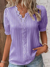 Women's - Elegant edges V-neck blouse - Stylish and Comfortable - Perfect for Any Occasions