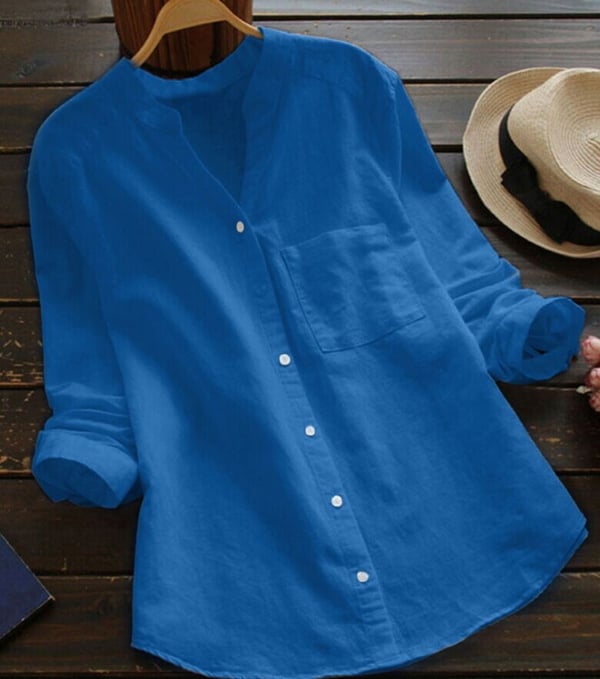 Stylish long-sleeved linen blouse