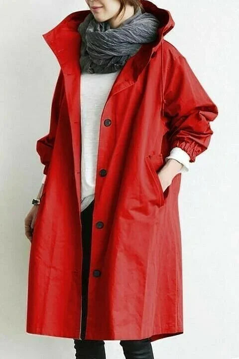 Oversized hooded windbreaker rain jacket