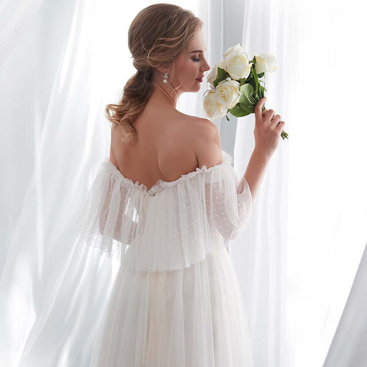 White off-the-shoulder elegant ball gown