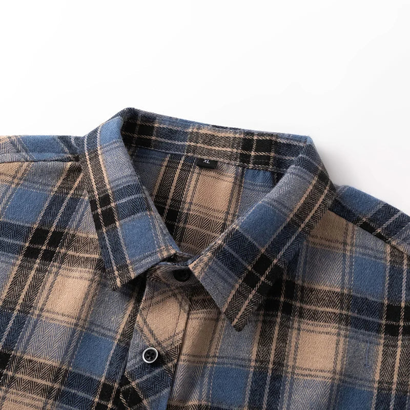 Men's - Plaid Flannel Shirt - Soft Cotton - Stylish Casual Wear