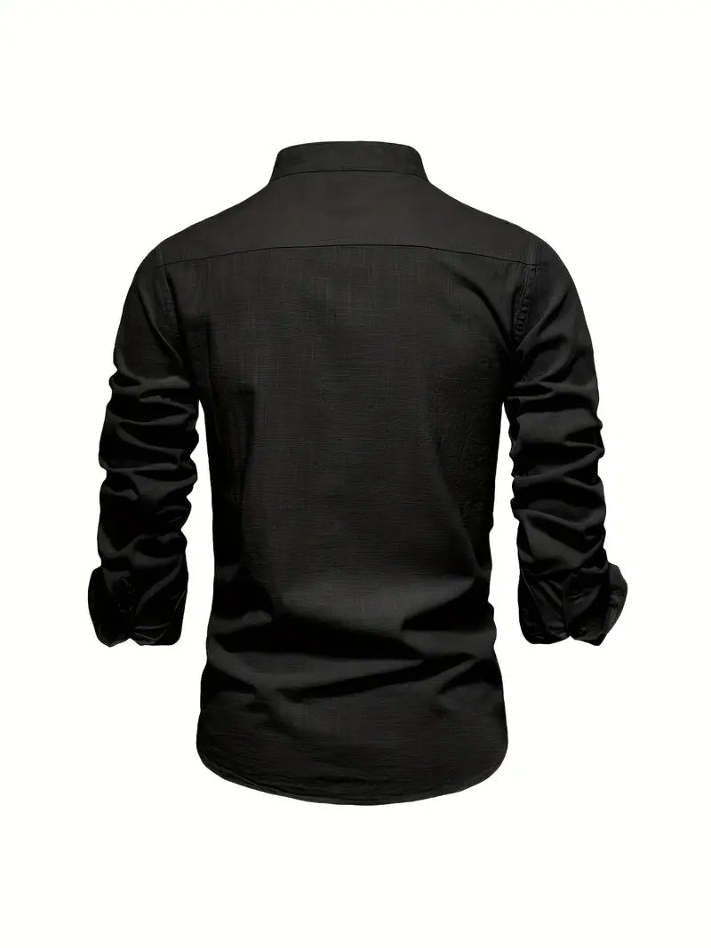Men's - Stylish Button-Up Shirt - Comfortable Cotton Blend - Casual Wear