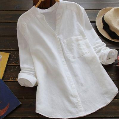 Stylish long-sleeved linen blouse