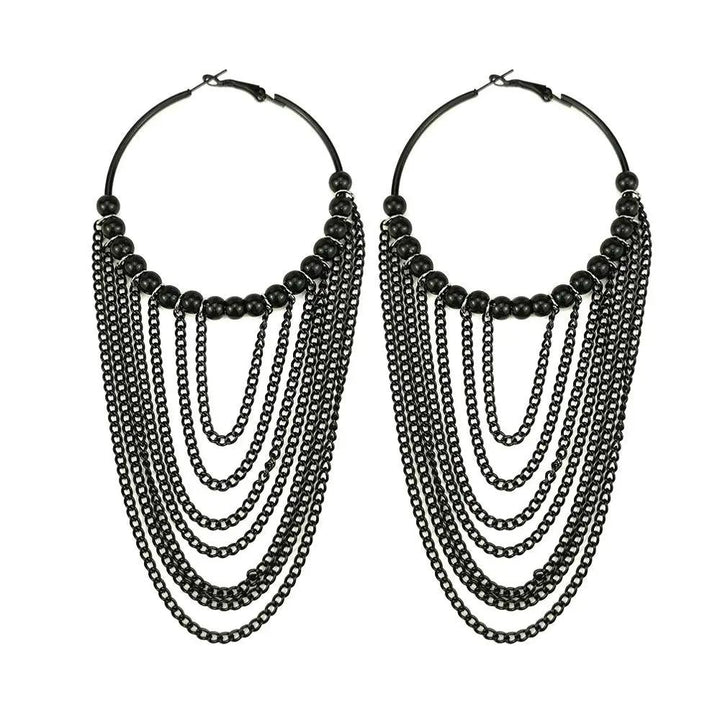 Elegant hoop earrings with pearl tassels