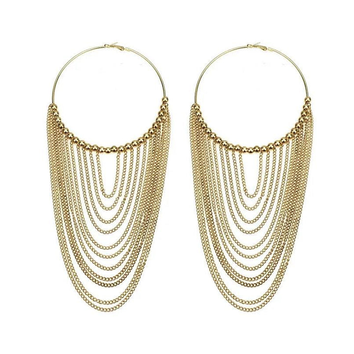 Elegant hoop earrings with pearl tassels