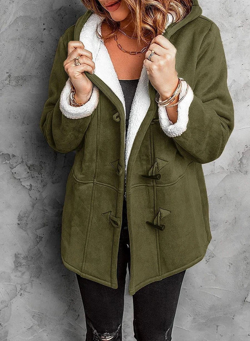 Women's - Hooded Coat - Polyester Blend - Fleece-Lined - Winter Outerwear