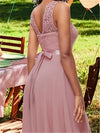 Women’s - Summer Dress - Pleated A-line with Lace Patchwork - Elegant Knee-Length Round Neck Style