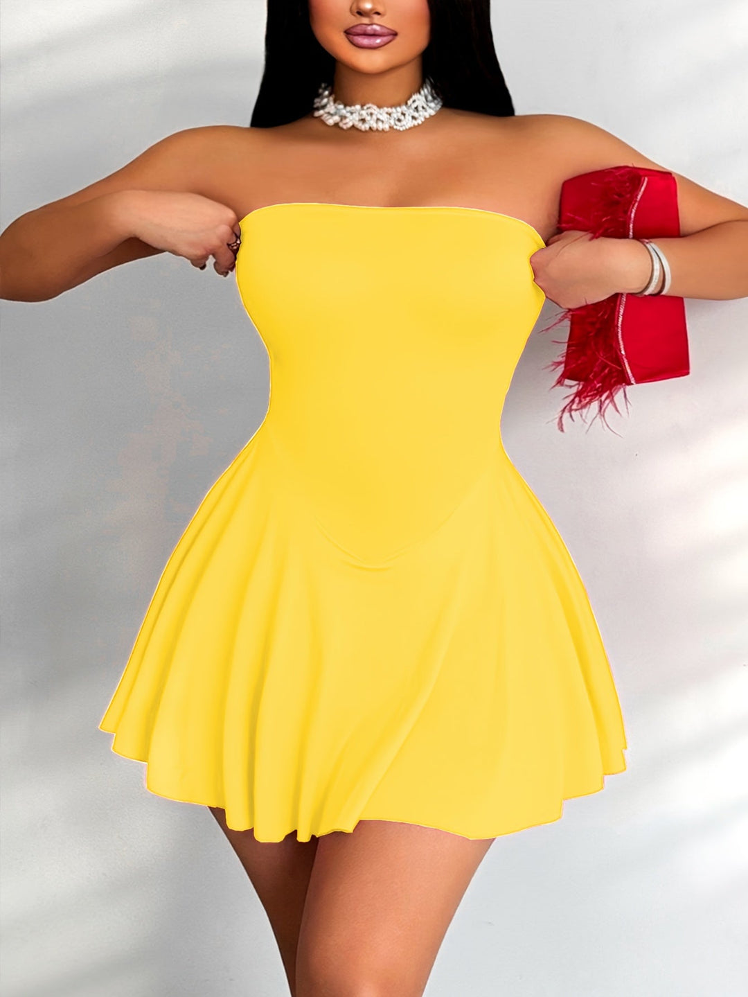 Women's - Backless A-line Mini Tube Dress - Elegant Strapless Summer Style - Perfect for Warm Weather