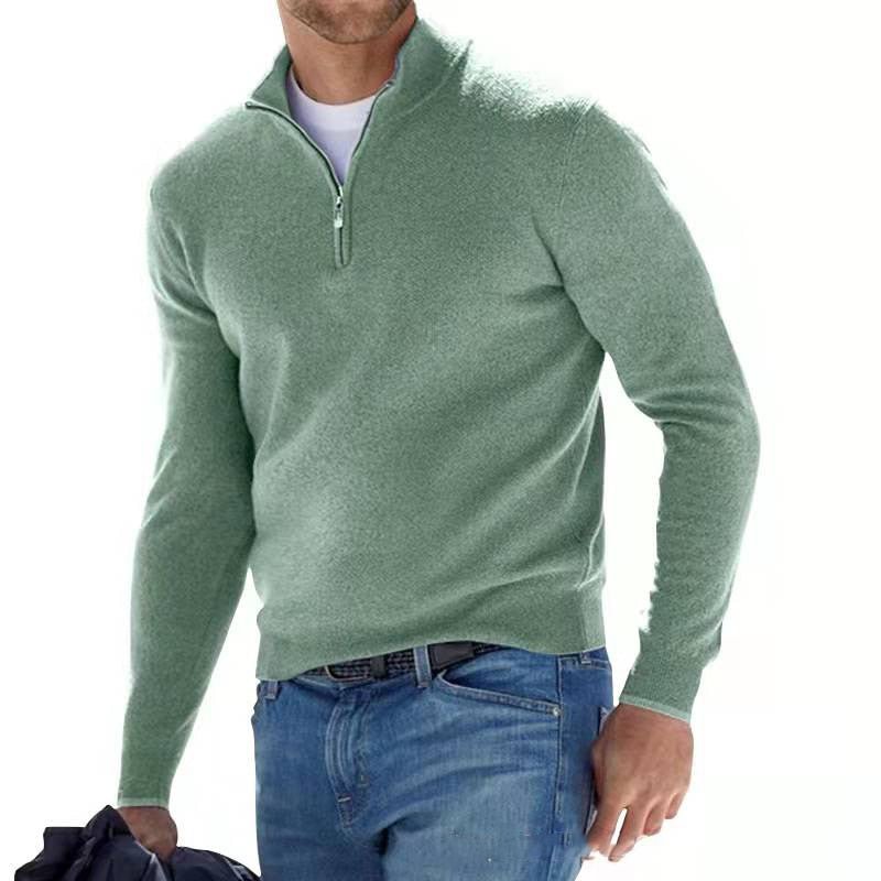 Men's - Knit Pullover - Zip Front Jumper - Comfortable Knitwear for Everyday Wear