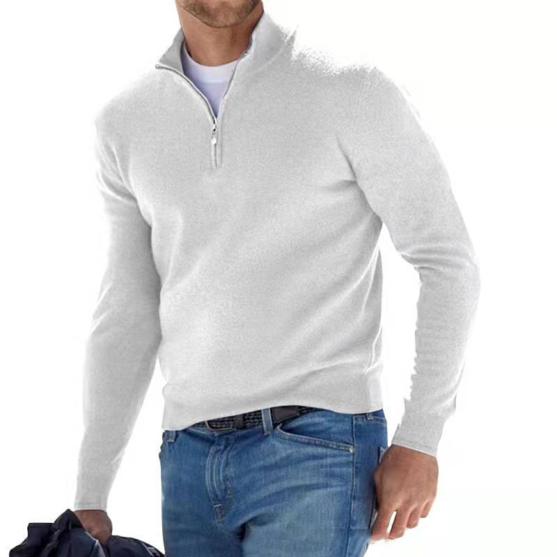 Men's - Knit Pullover - Zip Front Jumper - Comfortable Knitwear for Everyday Wear