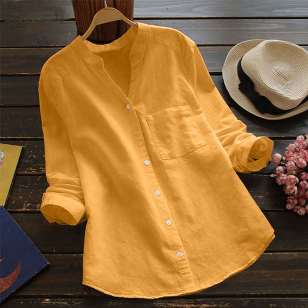 Stylish long-sleeved linen blouse