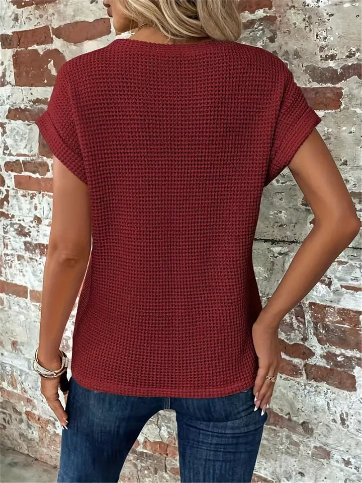 Short-sleeved waffle T-shirt