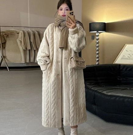 Thick faux fur coat