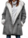 Warm fleece jacket with hood for women