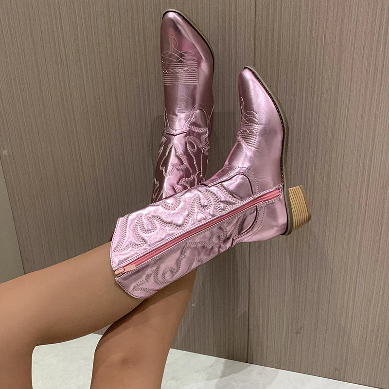 Fleur | Elegant metallic cowboy boots