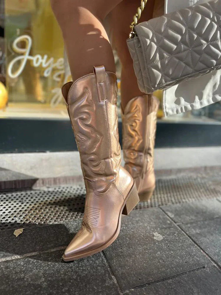 Fleur | Elegant metallic cowboy boots