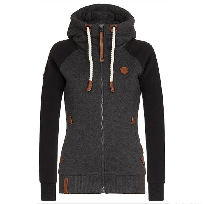 Women's - Zip-Up Knitted Hoodie - Long Sleeve Style