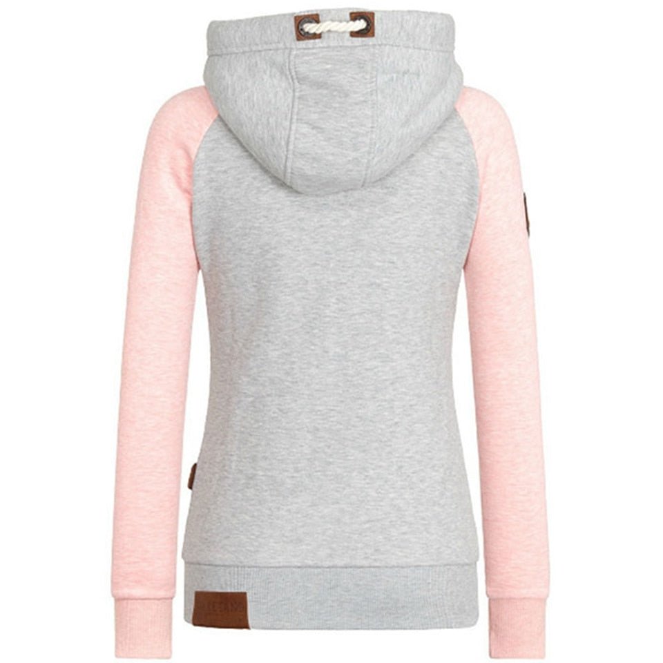 Women's - Zip-Up Knitted Hoodie - Long Sleeve Style