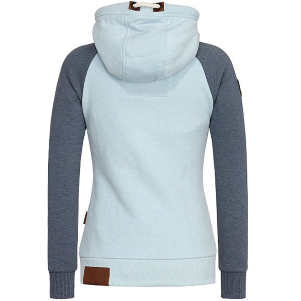 Women's - Zip-Up Knitted Hoodie - Long Sleeve Style