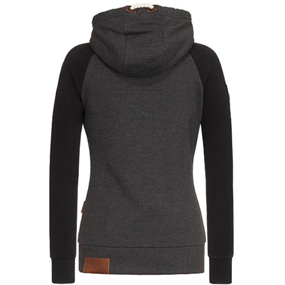 Women's - Zip-Up Knitted Hoodie - Long Sleeve Style