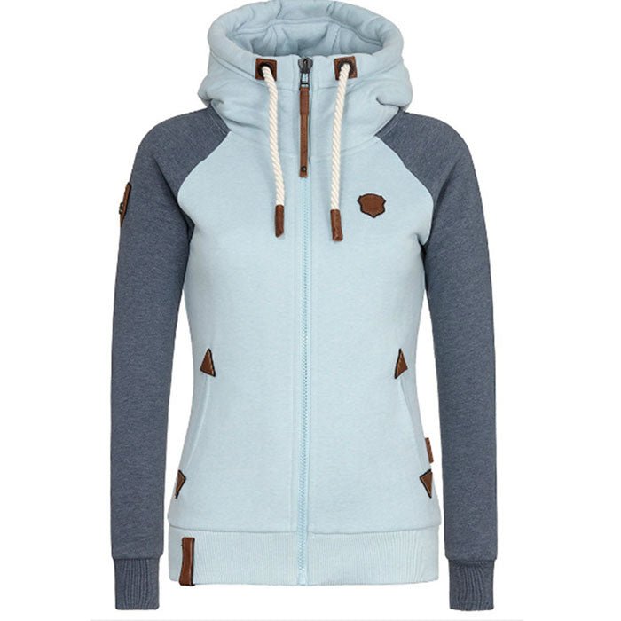 Women's - Zip-Up Knitted Hoodie - Long Sleeve Style