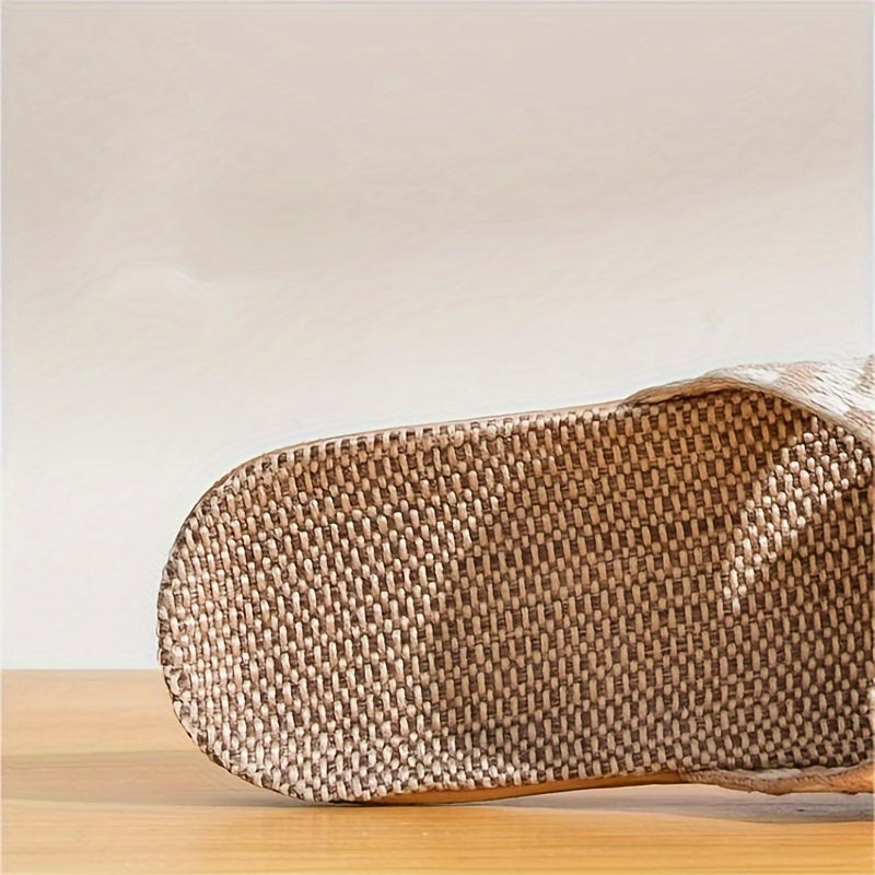Men's Slippers | Open Toe & Cross Straps | Breathable Fabric | EVA Non-Slip Sole