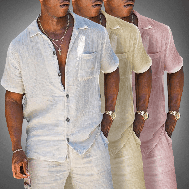 Men's Linen Set | Breathable & Elegant | Hem & Shorts | Summer