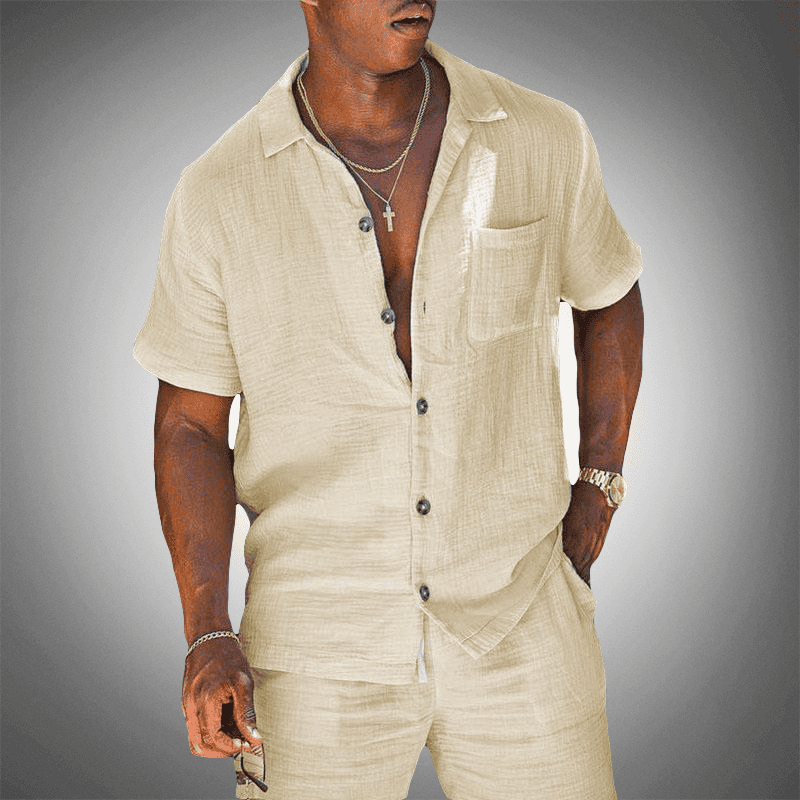 Men's Linen Set | Breathable & Elegant | Hem & Shorts | Summer