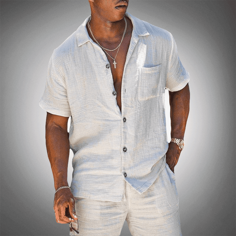 Men's Linen Set | Breathable & Elegant | Hem & Shorts | Summer