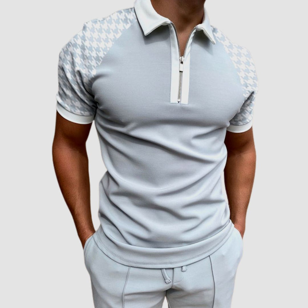 Men's Polo | Retro Zipper Design | Unique Pattern & Modern Casual | Polyester Summer Style