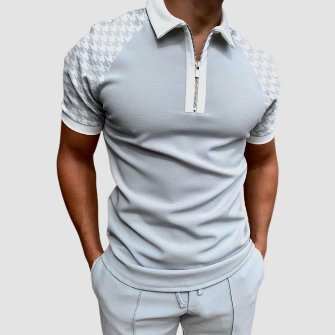 Men's Polo | Retro Zipper Design | Unique Pattern & Modern Casual | Polyester Summer Style