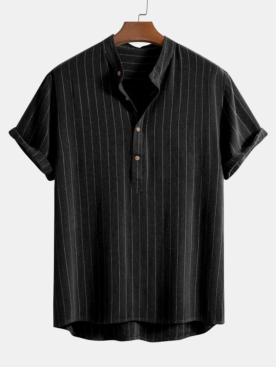 Men's Summer Set | Short-sleeved Shirt & Trousers | Classic & Casual with Stand-up Collar